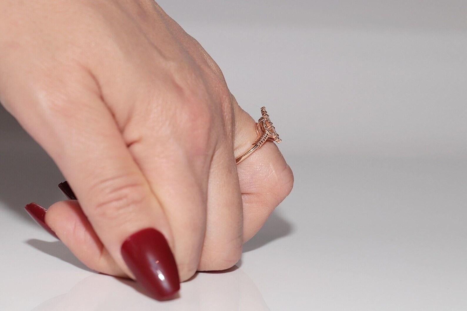 14k Roségold Natürlicher Diamant Derorated Heart Arrow Design Ring (Moderne) im Angebot