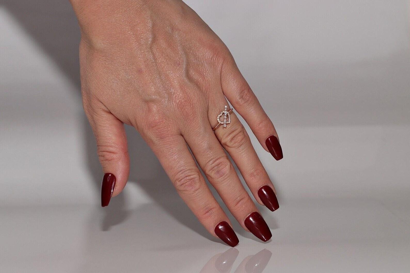 14k Roségold Natürlicher Diamant Derorated Heart Arrow Design Ring (Brillantschliff) im Angebot