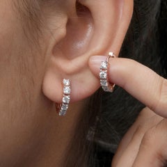 Boucles d'oreilles créoles « huggie » en or rose 14 carats avec diamants naturels – Bijoux de luxe unisexes