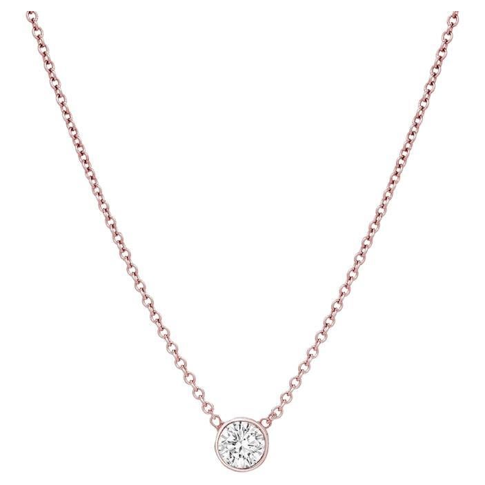 Colgante de diamantes naturales de oro rosa de 14 quilates, collar solitario, collar de 0,50 quilates