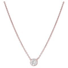 14 Karat Roségold Natürlicher Diamant-Anhänger, Solitär-Halskette, 0,50 Karat Halskette