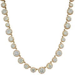 14k Rose Gold Natural Round Brilliant Diamond Graduated Bezel Set Necklace