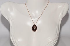 14k Rose Gold New Handmade Natural Diamond And Topaz Decorated Pendant Necklace