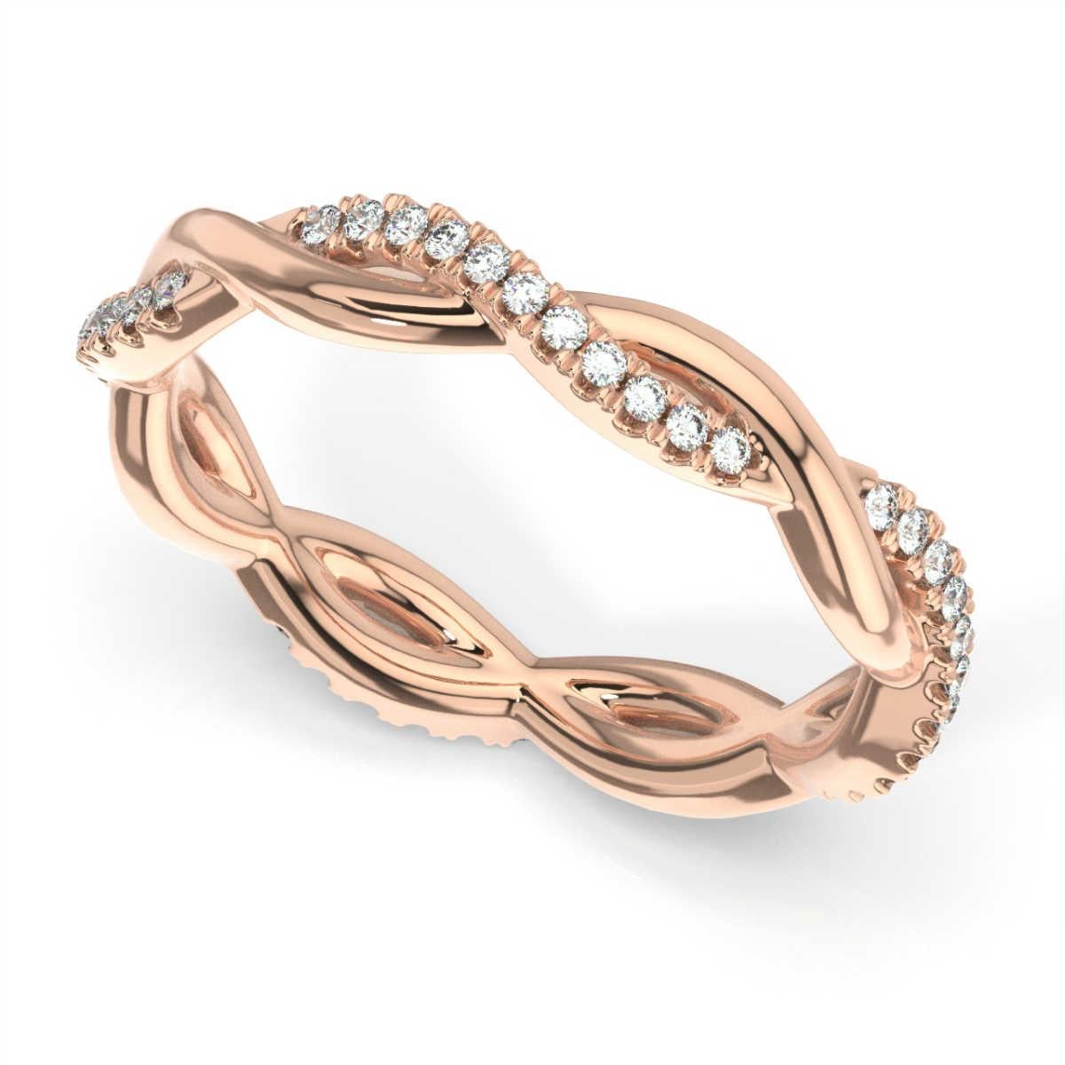 Round Cut 14K Rose Gold Norma Petite Interwine Eternity Diamond Ring For Sale