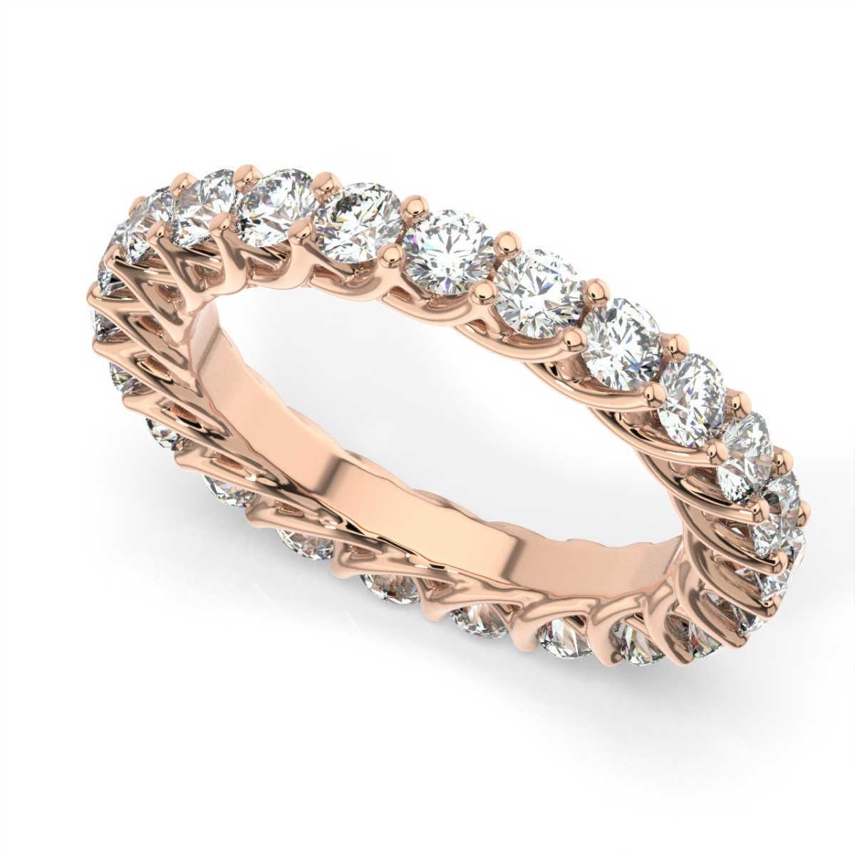 Round Cut 14K Rose Gold Olbia Eternity Diamond Ring '2.00ct. tw' For Sale