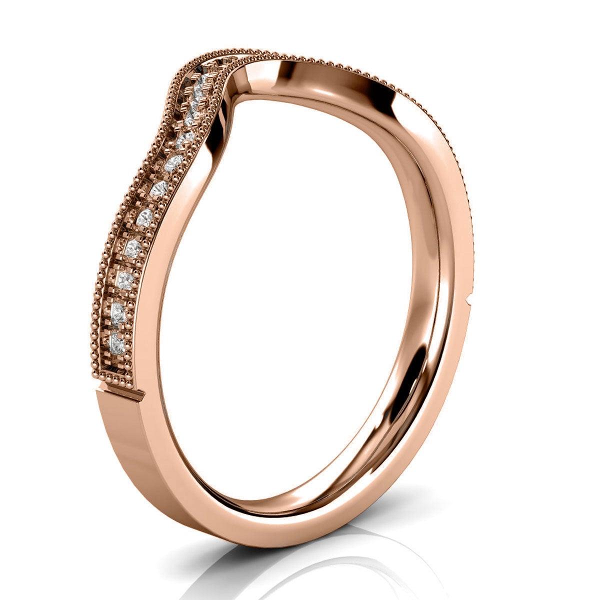 For Sale:  14k Rose Gold Olive Milgrain Curve Diamond Ring '1/6 Ct. tw' 2