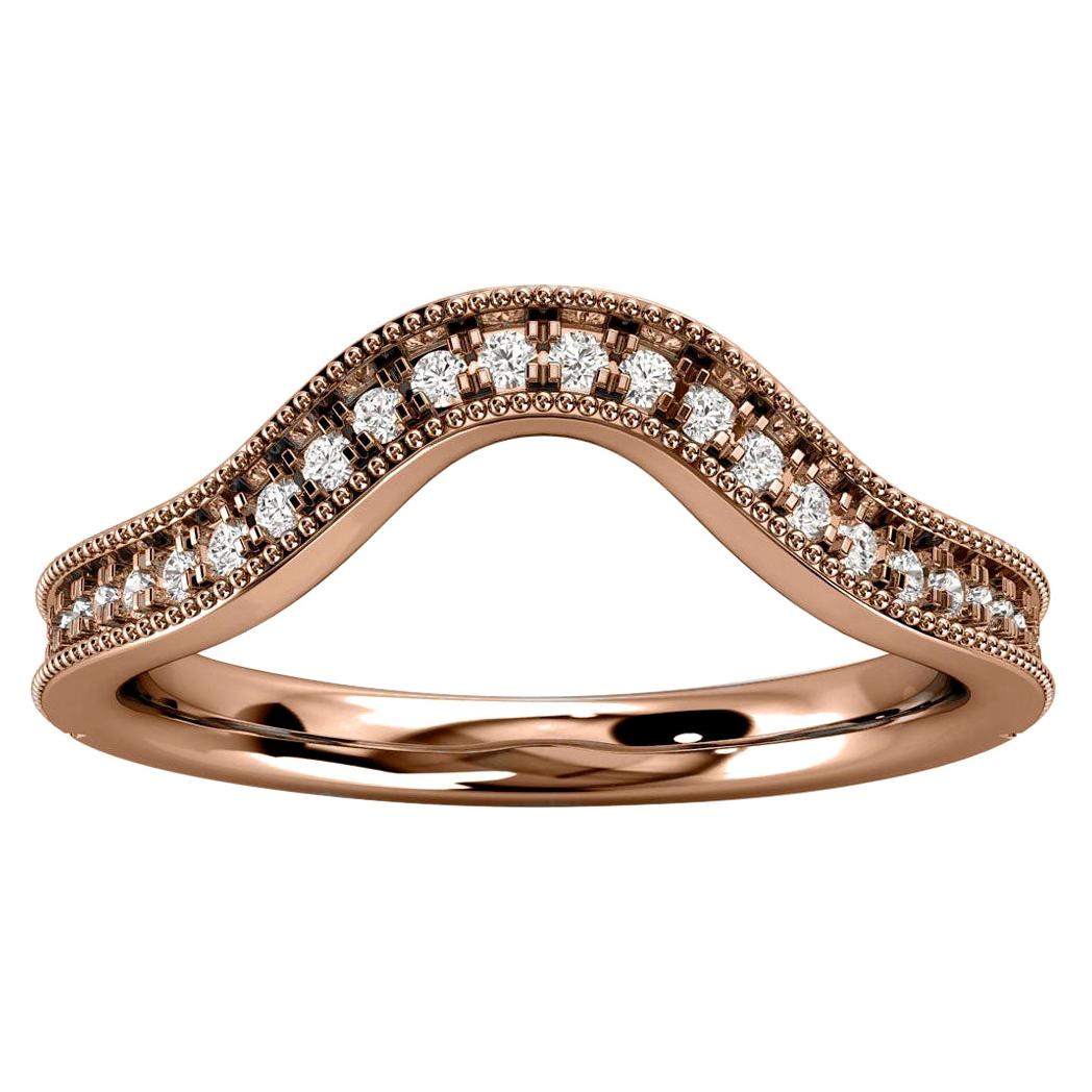 For Sale:  14k Rose Gold Olive Milgrain Curve Diamond Ring '1/6 Ct. tw'