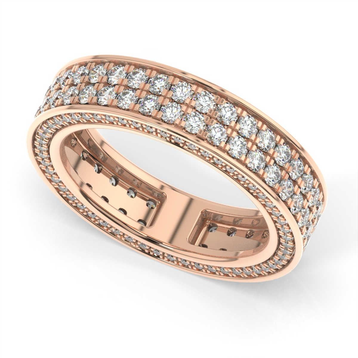 Round Cut 14K Rose Gold Olivia Eternity Diamond Ring '2 Ct. tw' For Sale