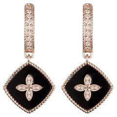 14K Rose Gold Onyx and Diamond Drop Earring