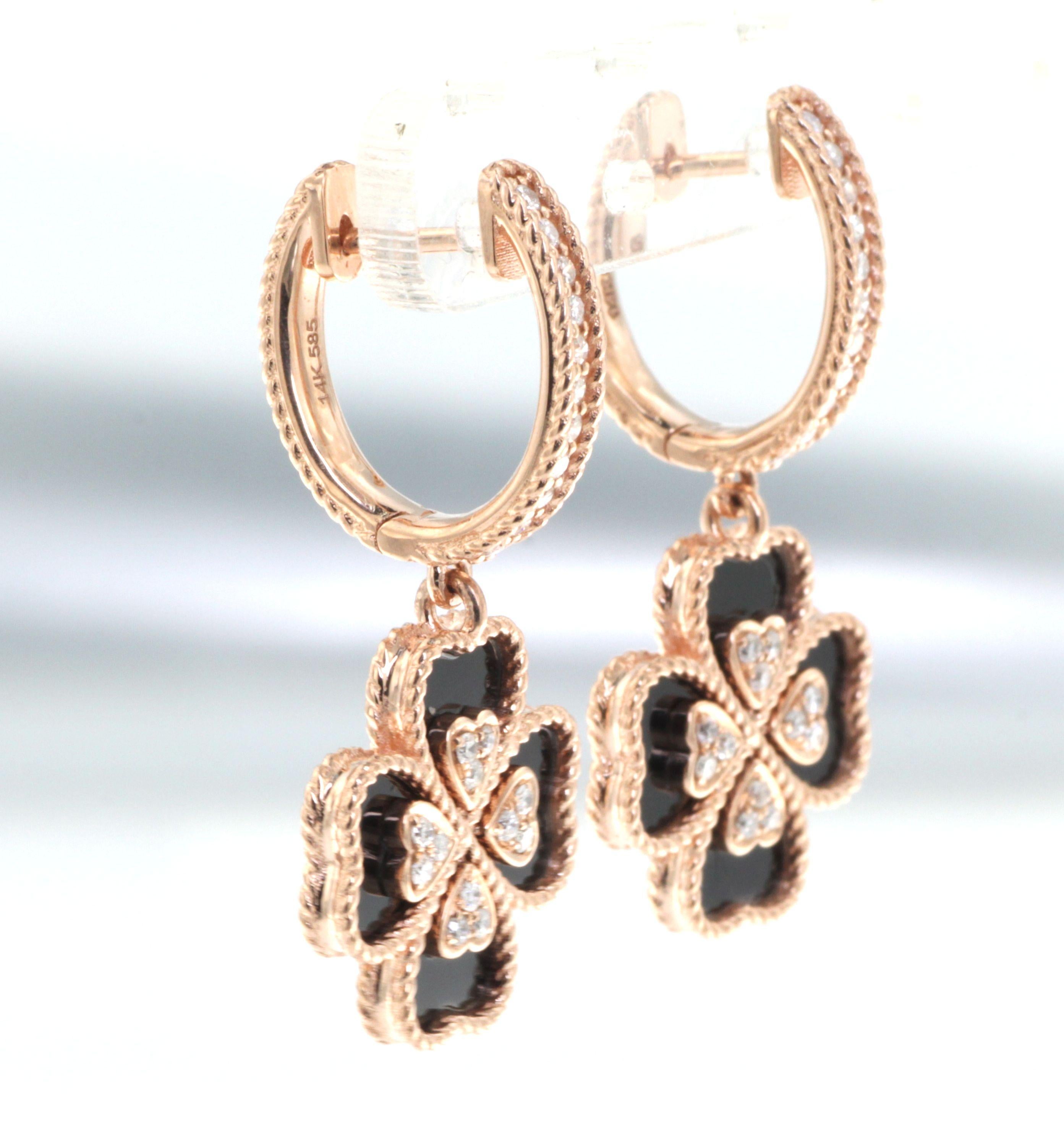 onyx and diamond drop earrings