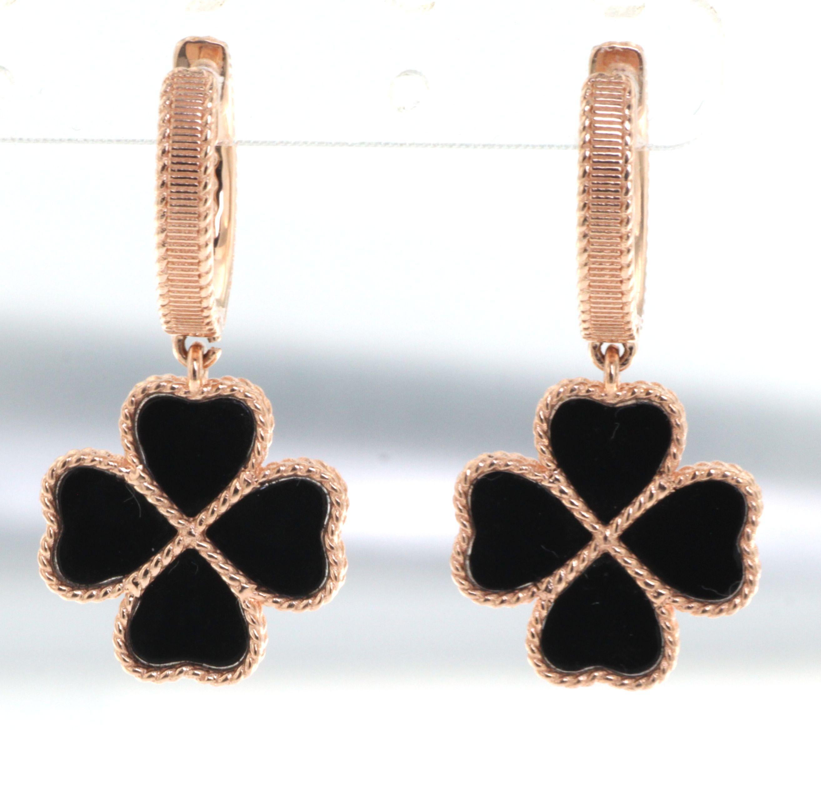 gold clover drop earrings