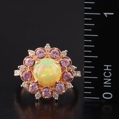 14K Rose Gold Opal, Pink Sapphire, and Diamond Cocktail Ring