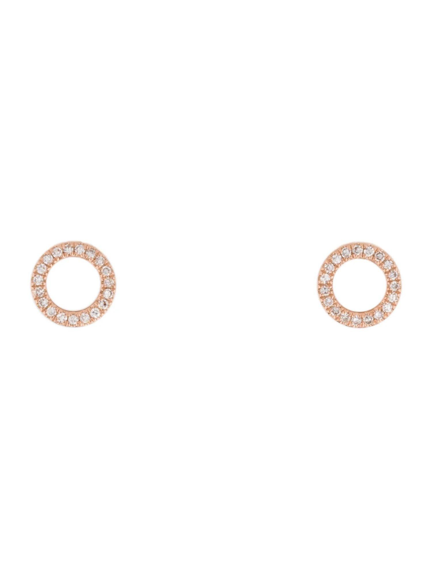 Contemporain Clous d'oreilles en or rose 14 carats avec diamants en forme de cercle ouvert pour elle en vente
