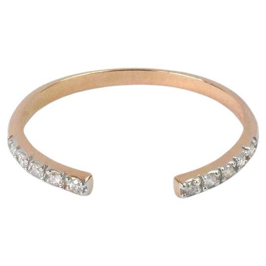 14k Rose Gold Open Diamond Ring Thin Gold Ring Diamond Stacking Ring