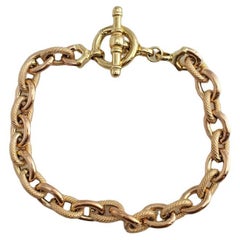 Vintage 14K Rose Gold Open Link Chain Toggle Bracelet