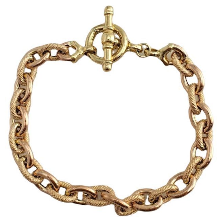 14K Rose Gold Open Link Chain Toggle Bracelet at 1stDibs