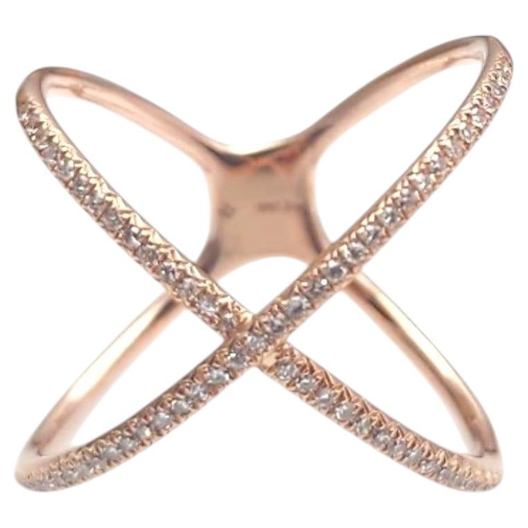 14-karätiger Roségold-Ring „Open Orbit Crossover“ Nr. 25421 im Angebot