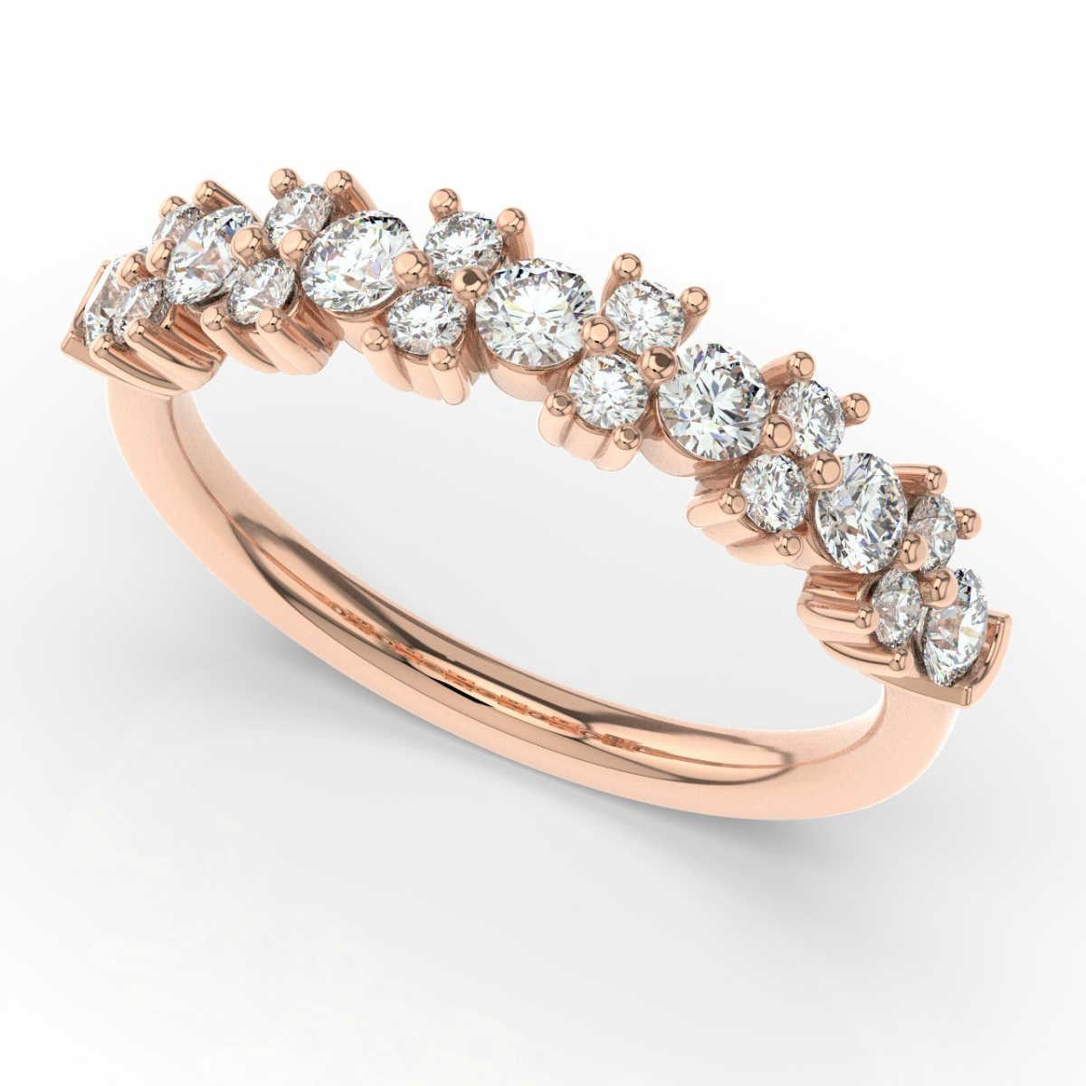 Round Cut 14 Karat Rose Gold Orchid Diamond Cluster Ring '3/4 Carat' For Sale