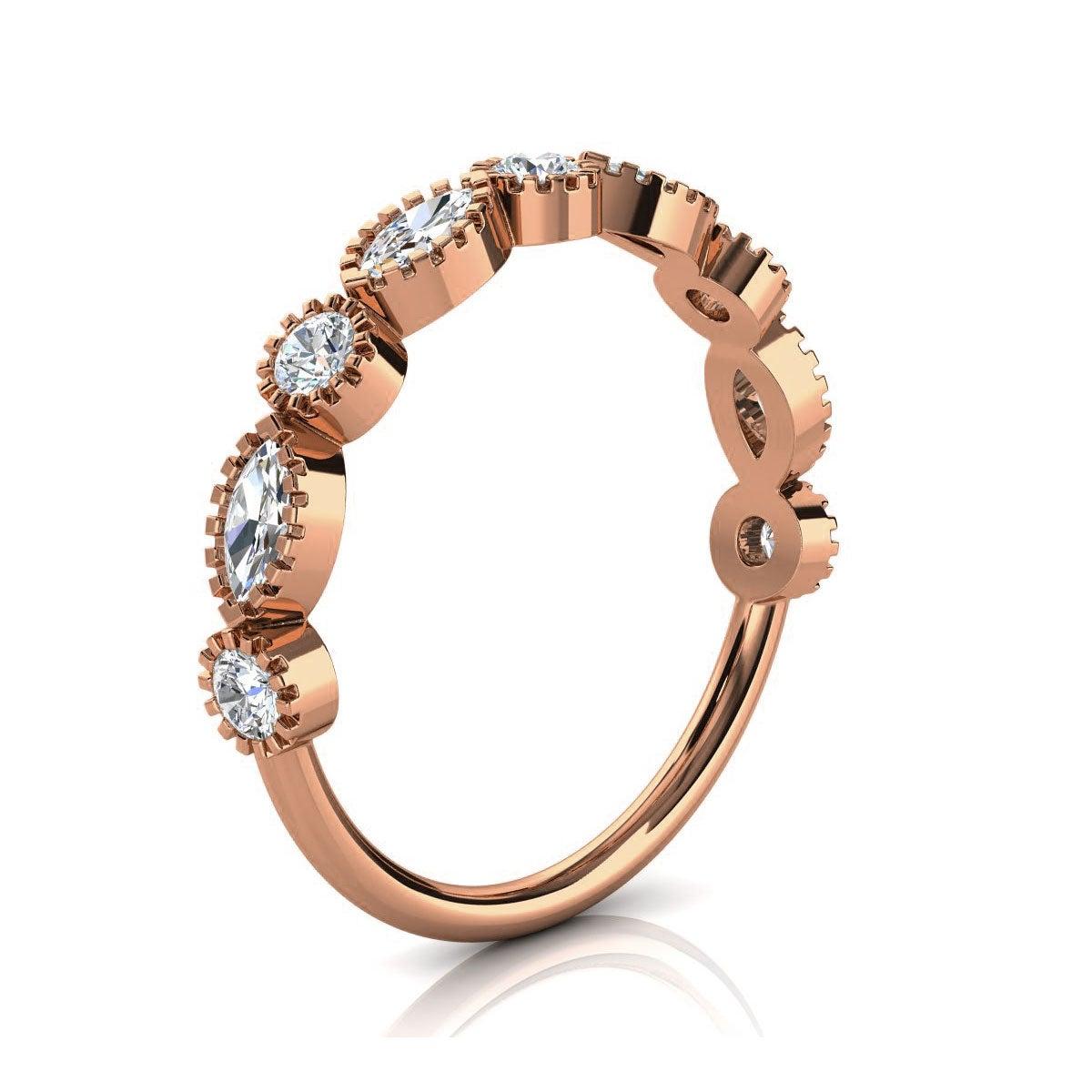 For Sale:  14k Rose Gold Ornit Petite Milgrain Diamond Ring '1/2 Ct. tw' 2