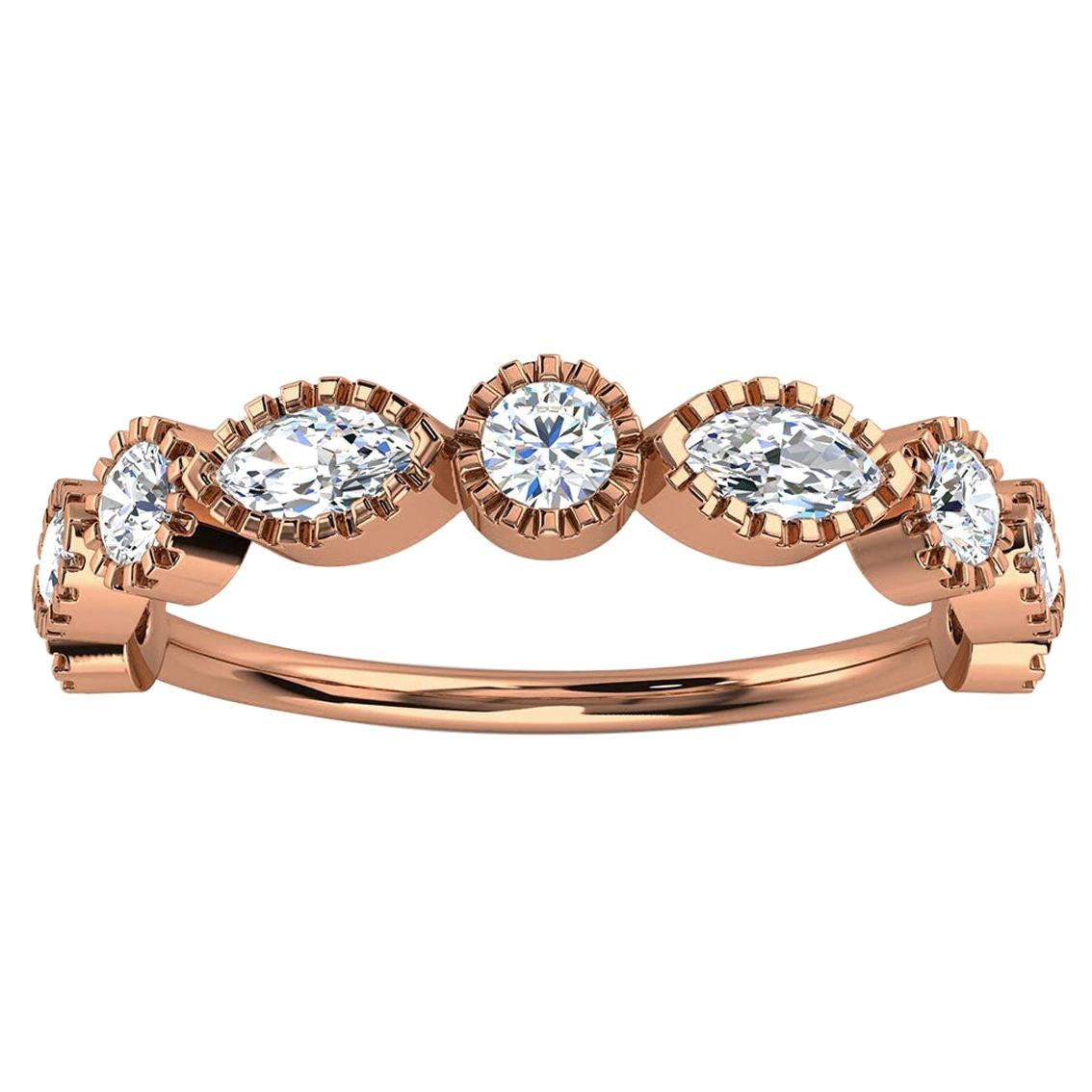 For Sale:  14k Rose Gold Ornit Petite Milgrain Diamond Ring '1/2 Ct. tw'