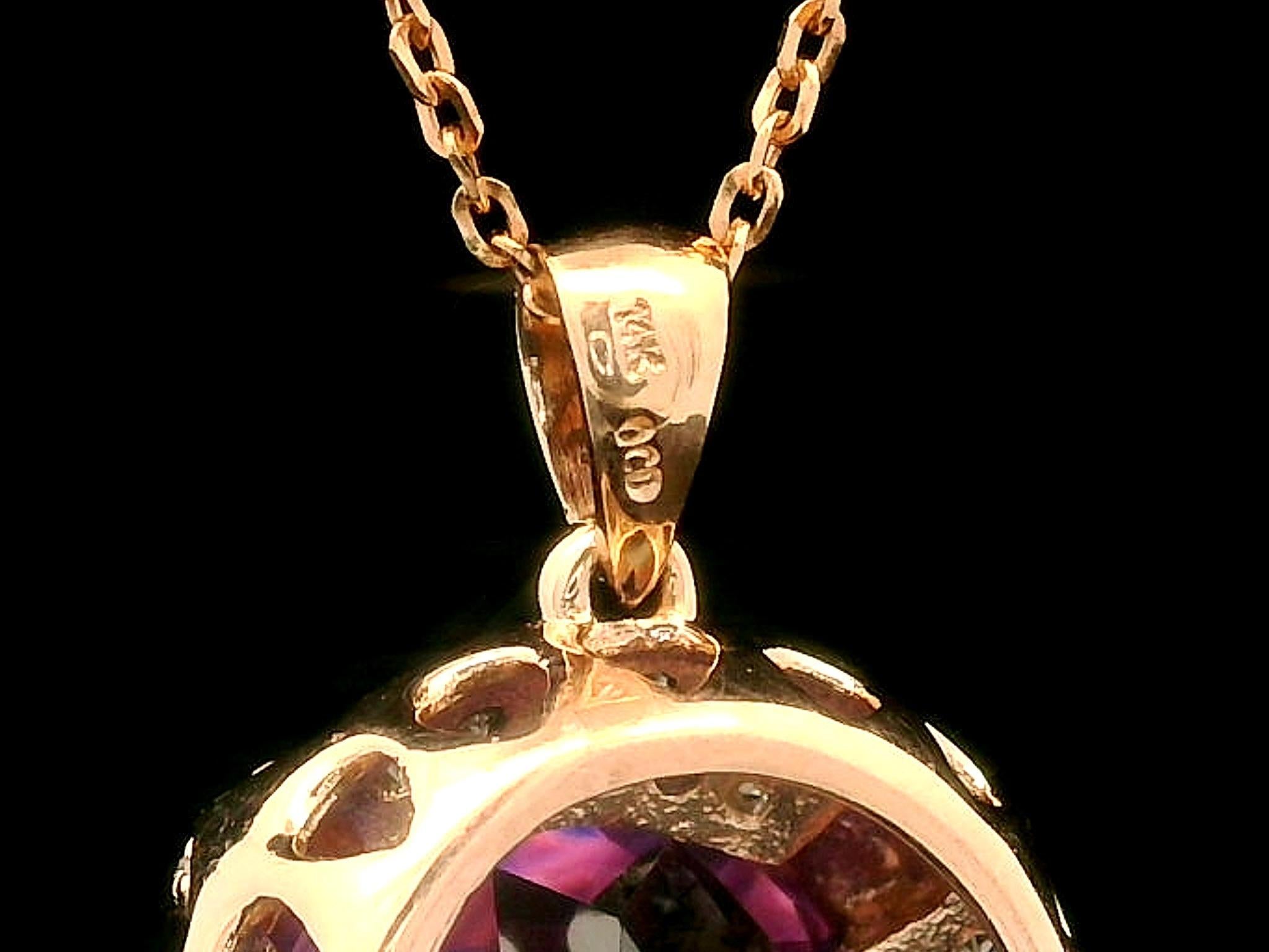 Women's 14k Rose Gold Oval Amethyst w/ 0.50ct Diamond Accents Pendant 18