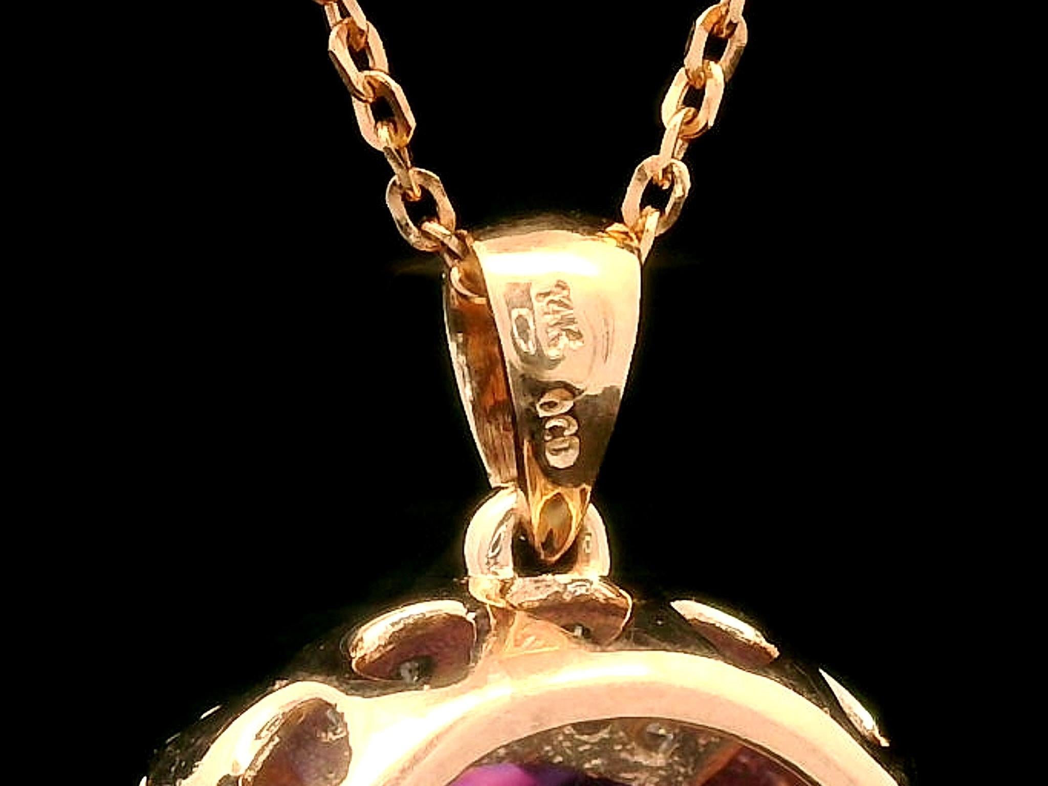 14k Rose Gold Oval Amethyst w/ 0.50ct Diamond Accents Pendant 18