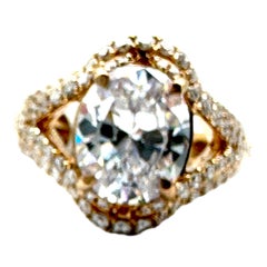 14K Rose Gold Oval Diamond Engagement Setting 1.07 Ct Melee VS-G