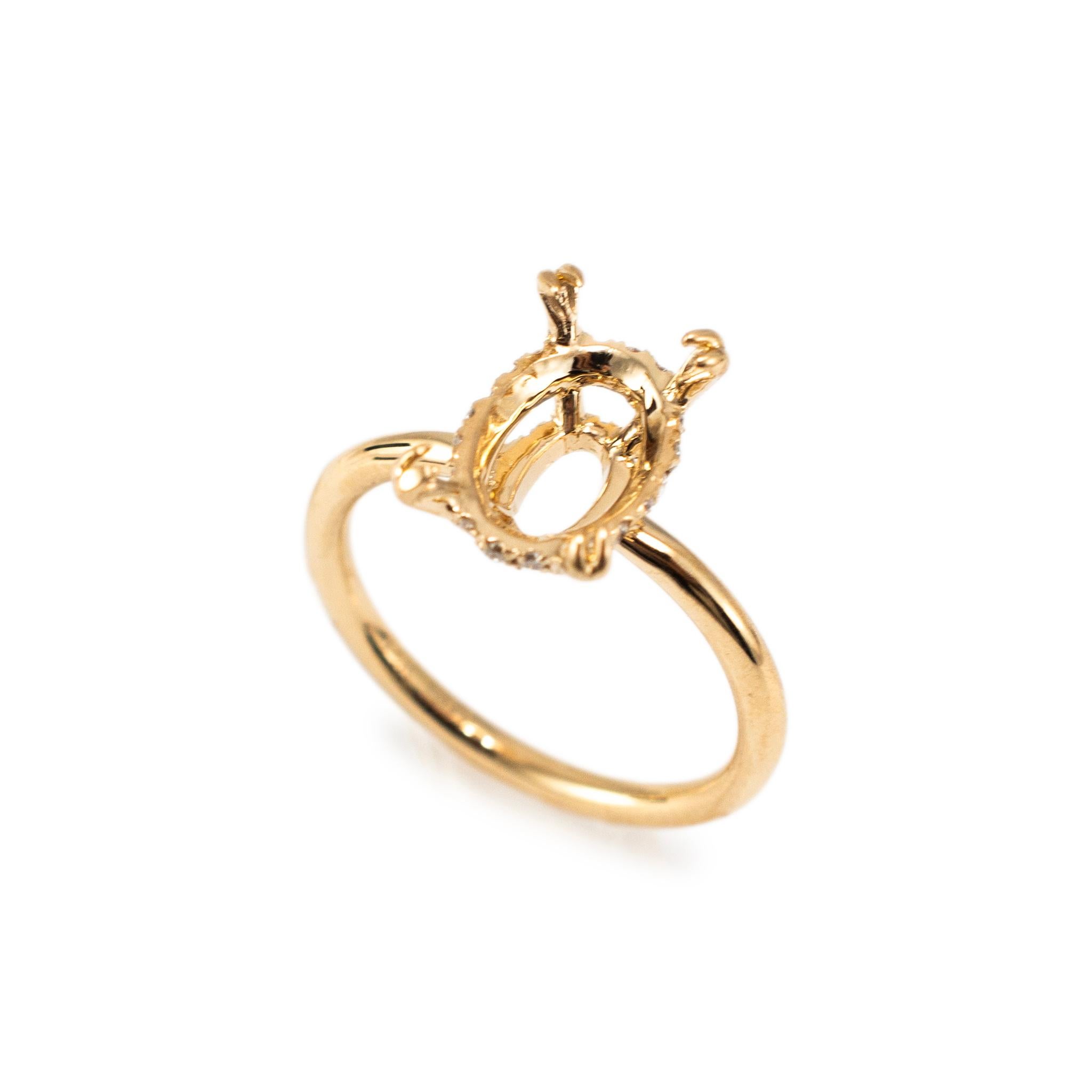 Gender: Ladies 

Metal Type: 14K Rose Gold

Ring Size: 6

Shank width: 1.70 mm 

Weight: 2.51 grams

One ladies 14K rose gold diamond hidden halo semi-mount engagement ring with a half-round shank. The metal was tested and determined to be 14K rose
