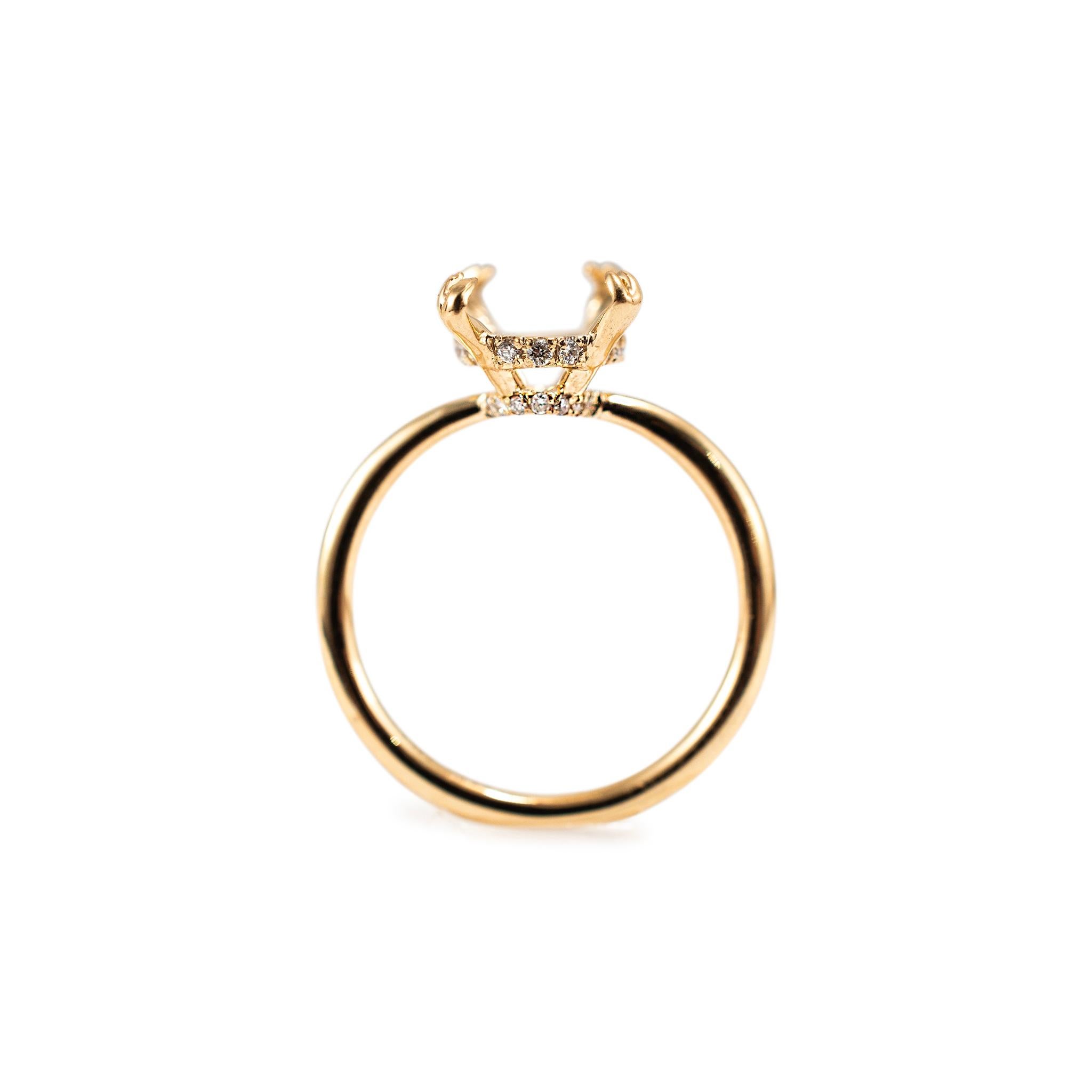14K Rose Gold Oval Hidden Halo Diamond Semi Mount Engagement Ring For Sale 1