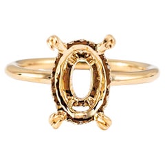 14K Rose Gold Oval Hidden Halo Diamond Semi Mount Engagement Ring