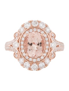 Regal-Cocktailring, 14 Karat Roségold, ovaler Morganit & Diamant