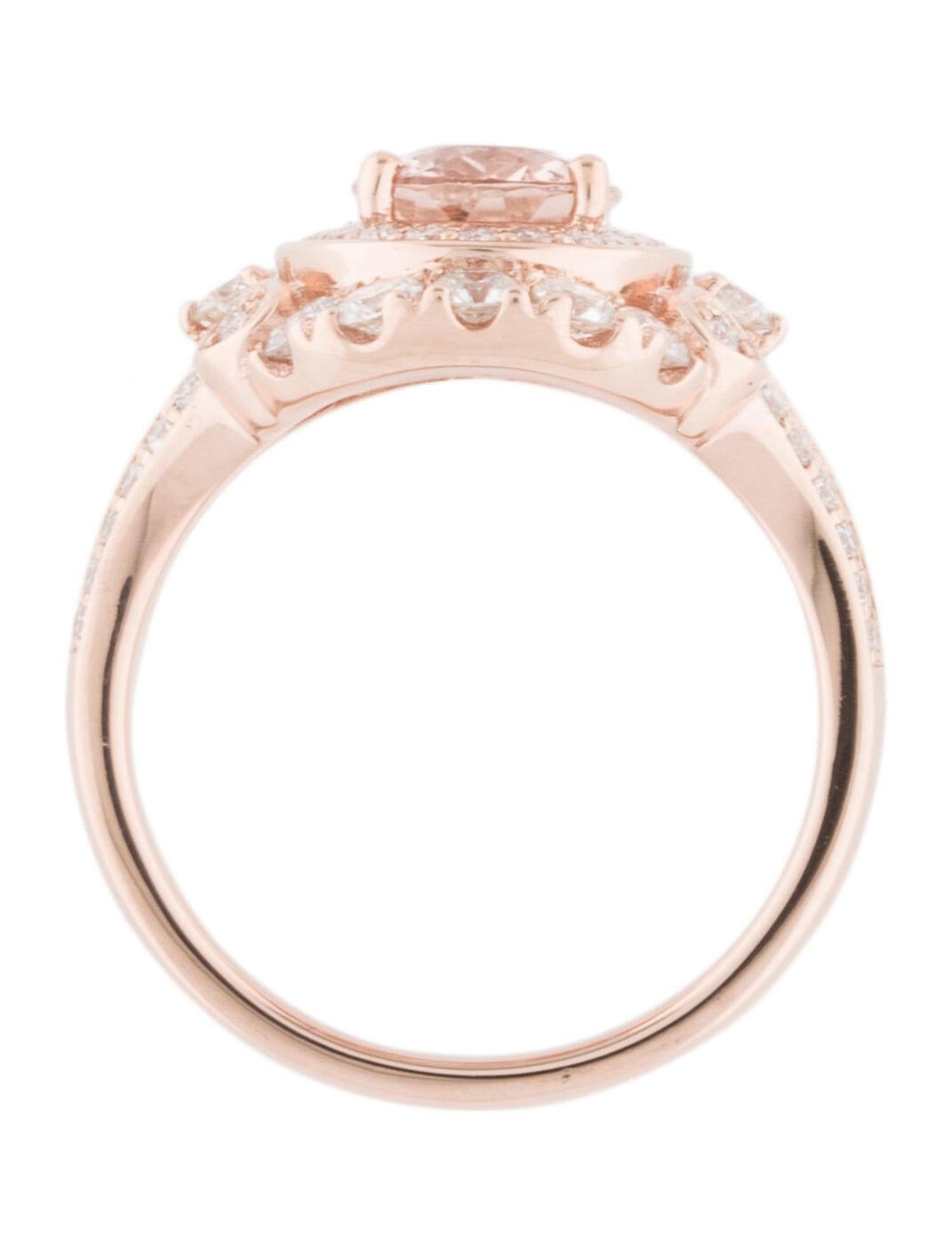 Contemporary 14K Rose Gold Oval Morganite & Diamond Regal Cocktail Ring For Sale