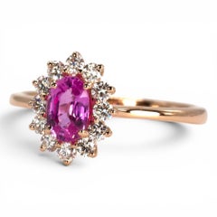 Anello solitario con zaffiro rosa ovale in oro rosa 14K