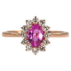 Anello solitario con zaffiro rosa ovale in oro rosa 14K
