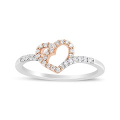 14K Rose Gold Over Silver 1/5 Cttw Diamond Open Heart Promise Ring