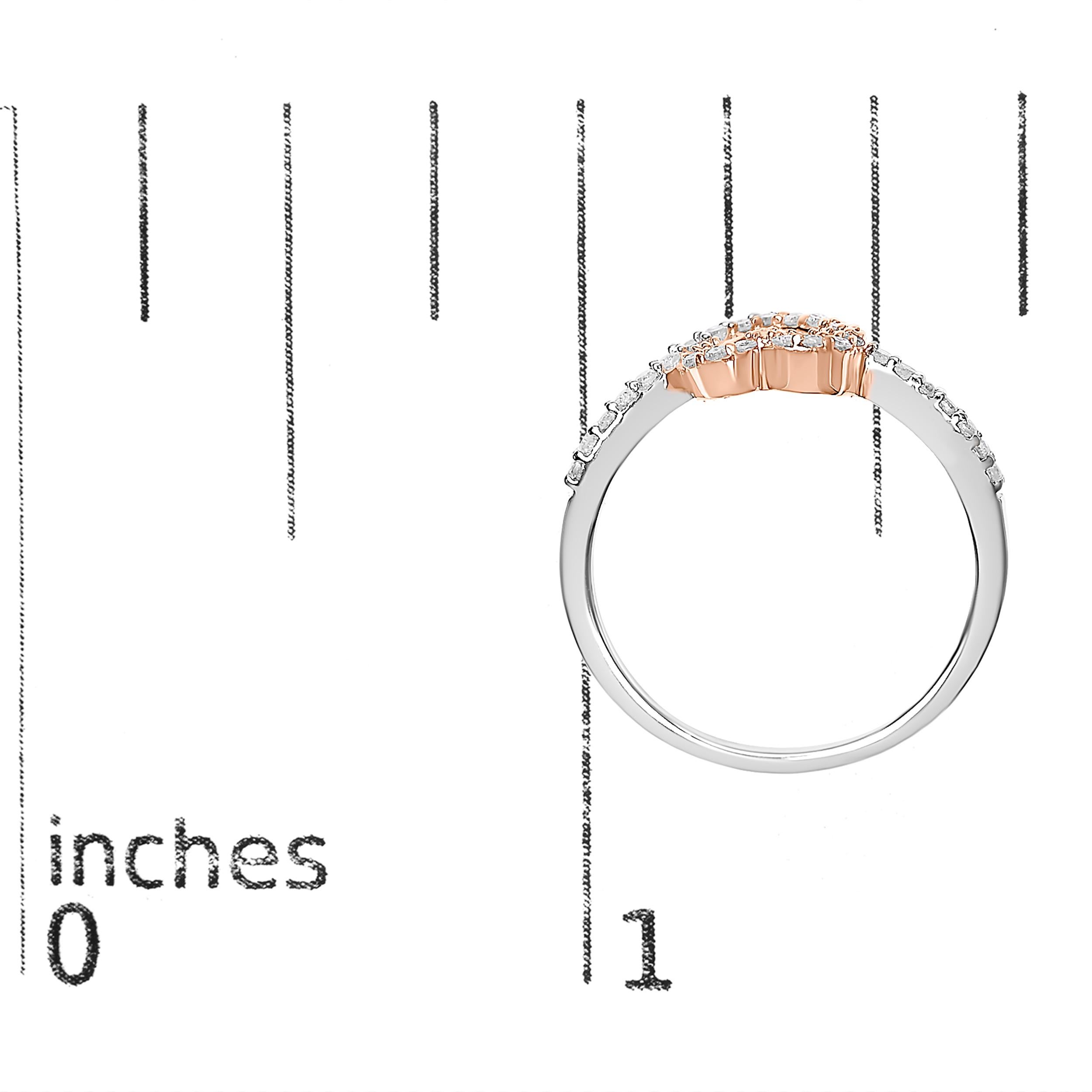 Donna Anello Promessa con cuore aperto in oro rosa 14K e argento 1/5 ctw di diamante in vendita