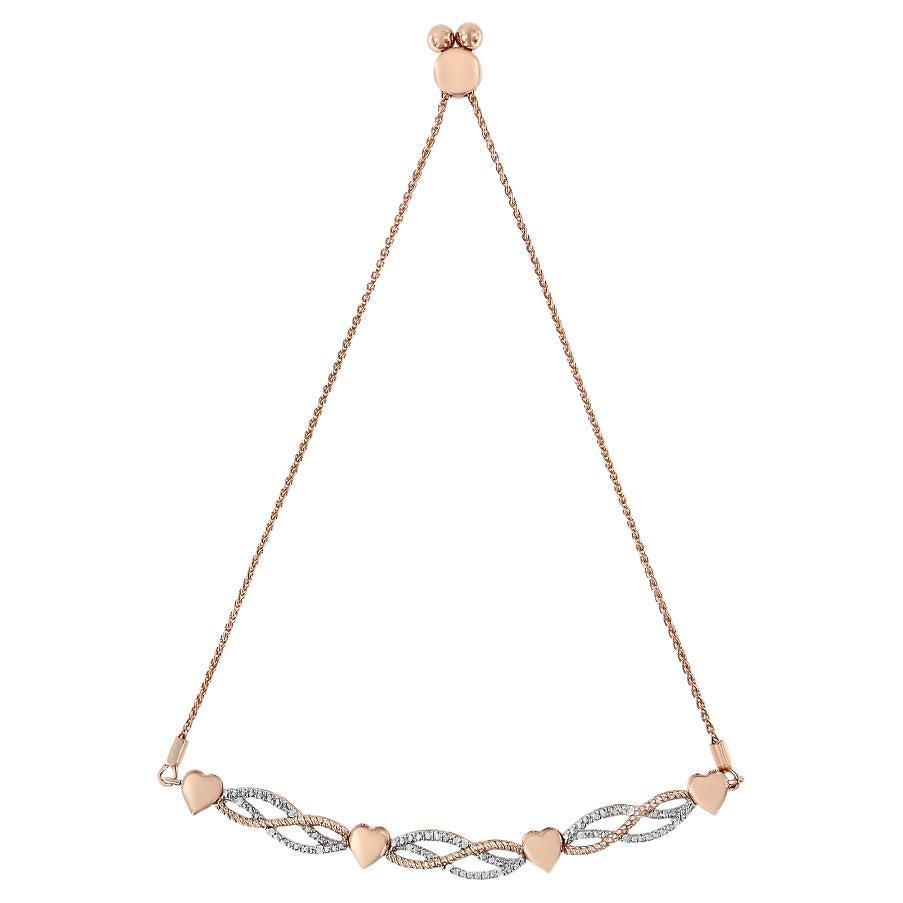 14K Rose Gold Over Silver Diamond Accent Layered Infinity 4"-10" Bolo Bracelet