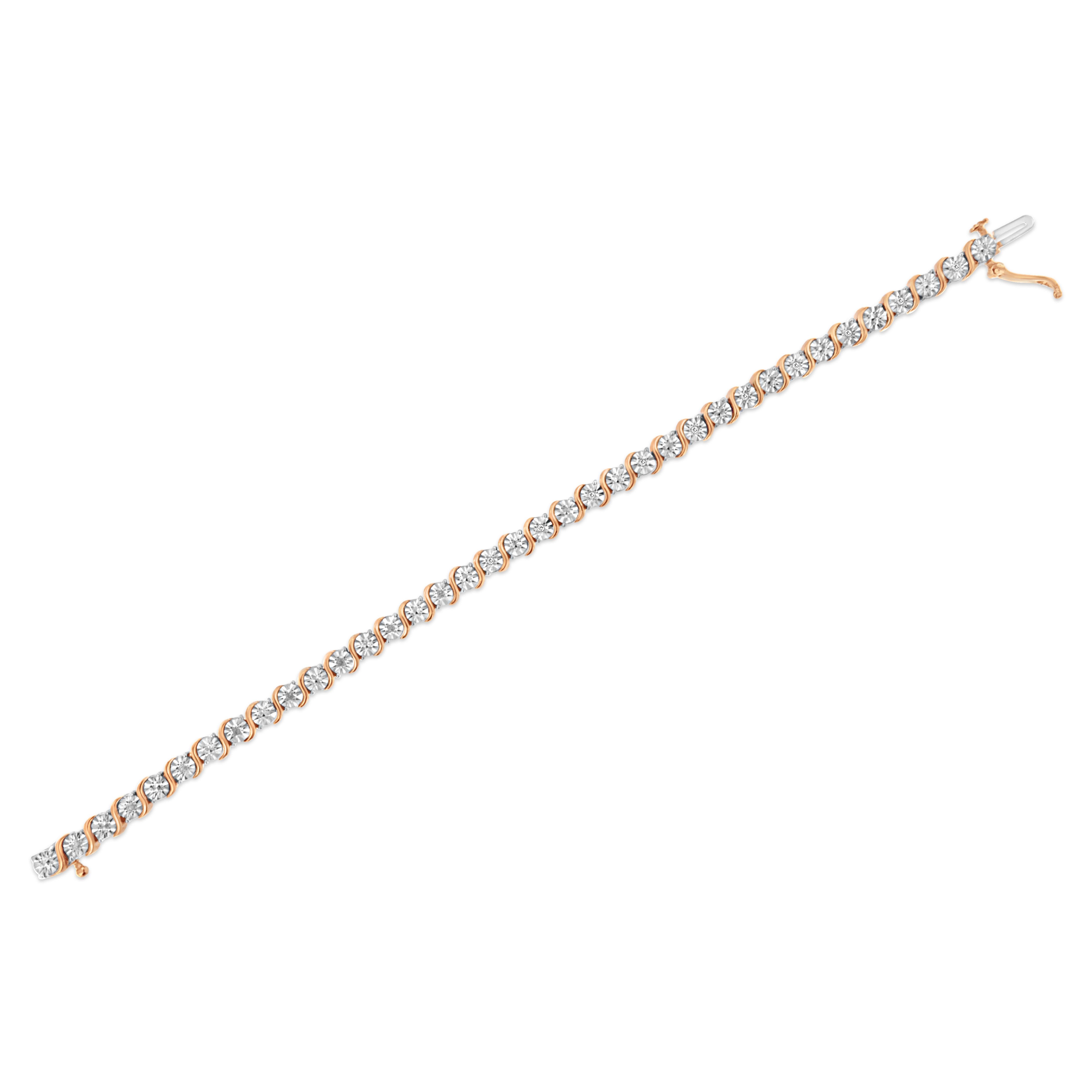 14K Roségold über Sterlingsilber 1/10 Karat Diamant und 