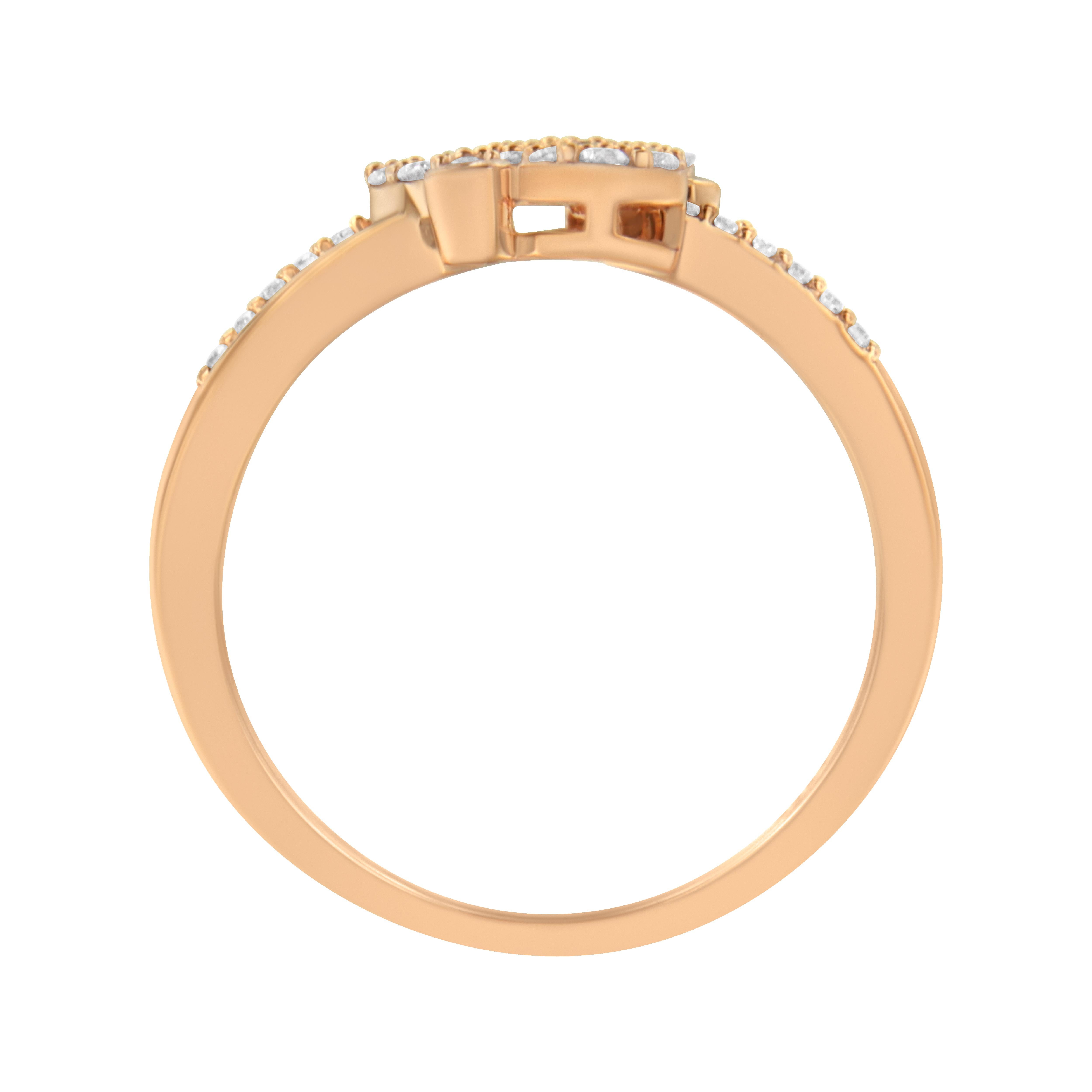 For Sale:  14K Rose Gold Over Sterling Silver 1/2 Ct Diamond Scatter Composite Bypass Ring 4