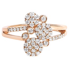 14K Rose Gold Over Sterling Silver 1/2 Ctw Diamond Scatter Composite Bypass Ring