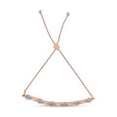 14K Rose Gold Over Sterling Silver Diamond Accent Alternating Link Bolo Bracelet