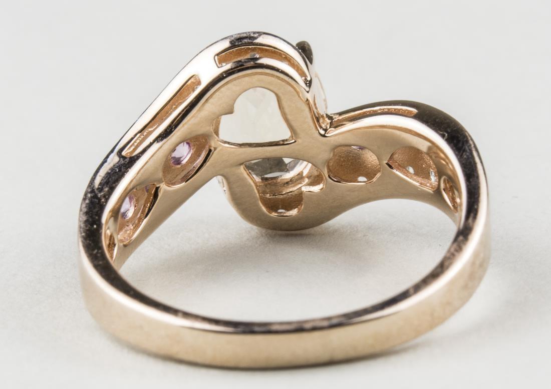 Oval Cut 14 Karat Rose Gold over Sterling Silver Morganite Fashion Ring For Sale
