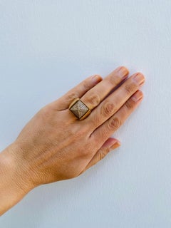 14 Karat Rose Gold, Pave Brown Diamond Pyramid Ring