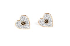 14K Rose Gold Pavé Diamant Herz Ohrstecker mit geschwärztem Zentrum Detail