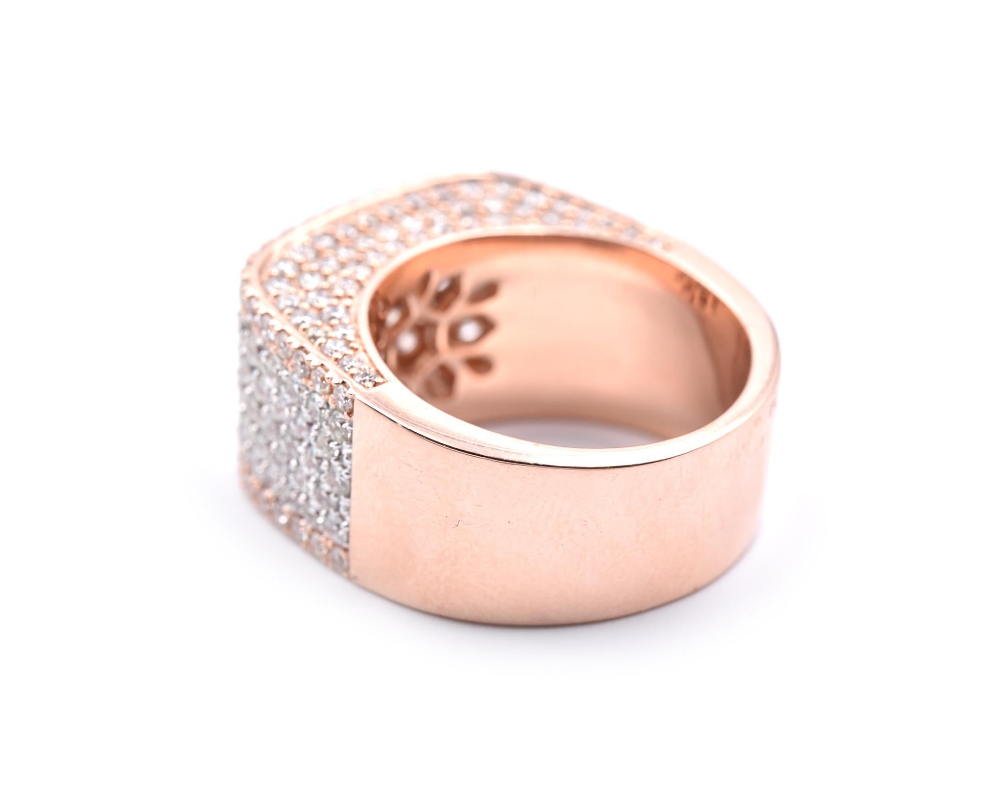 14 Karat Rose Gold Pave Diamond Ring In Excellent Condition In Scottsdale, AZ