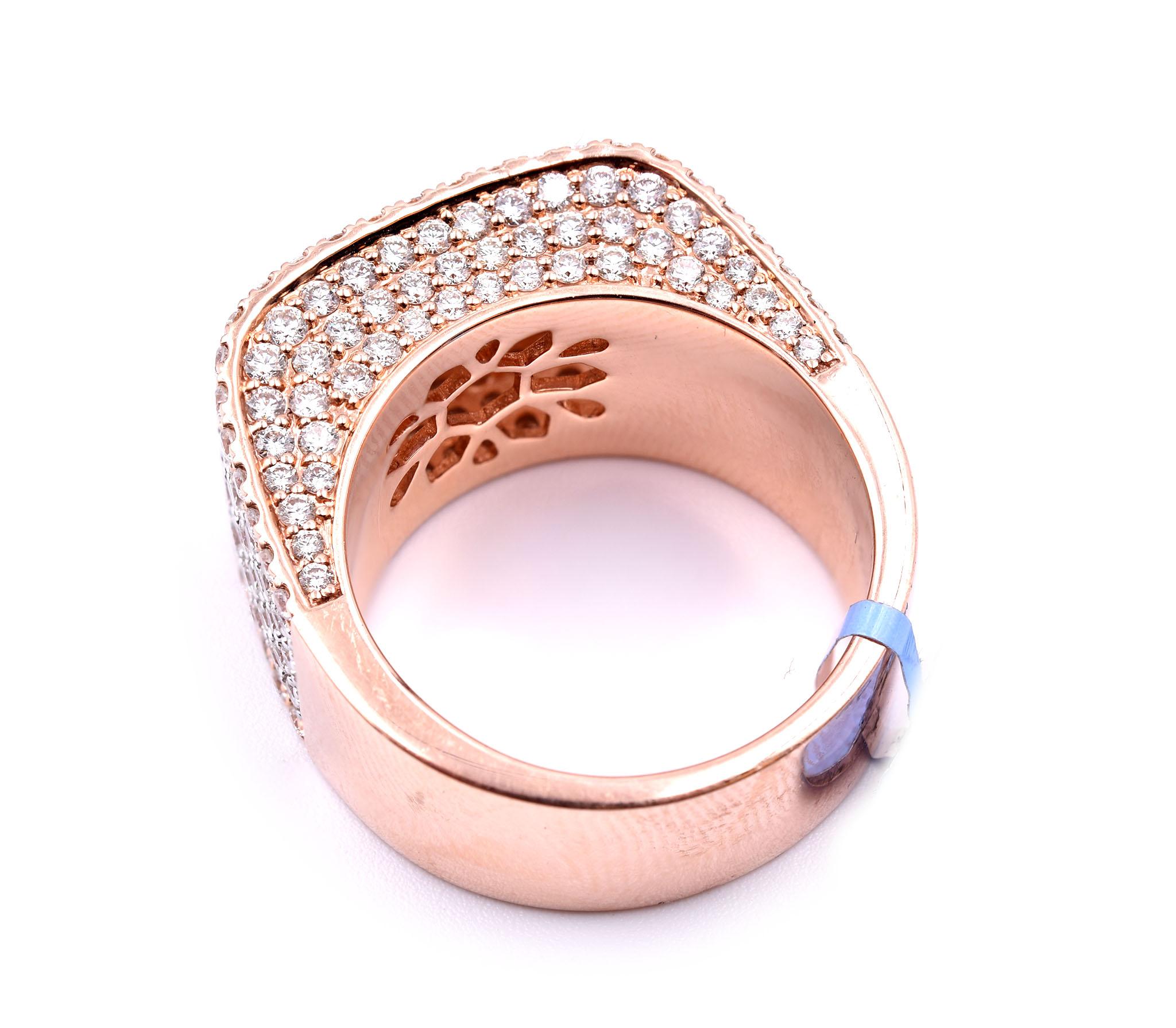 14 Karat Rose Gold Pave Diamond Ring In Excellent Condition In Scottsdale, AZ