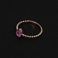 14K Rose Gold Pear Cut 0.55 Ct Pink Sapphire Bezel Bubble Band, Engagement Ring
