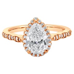 14k Rose Gold Pear Cut Diamond Engagement Ring
