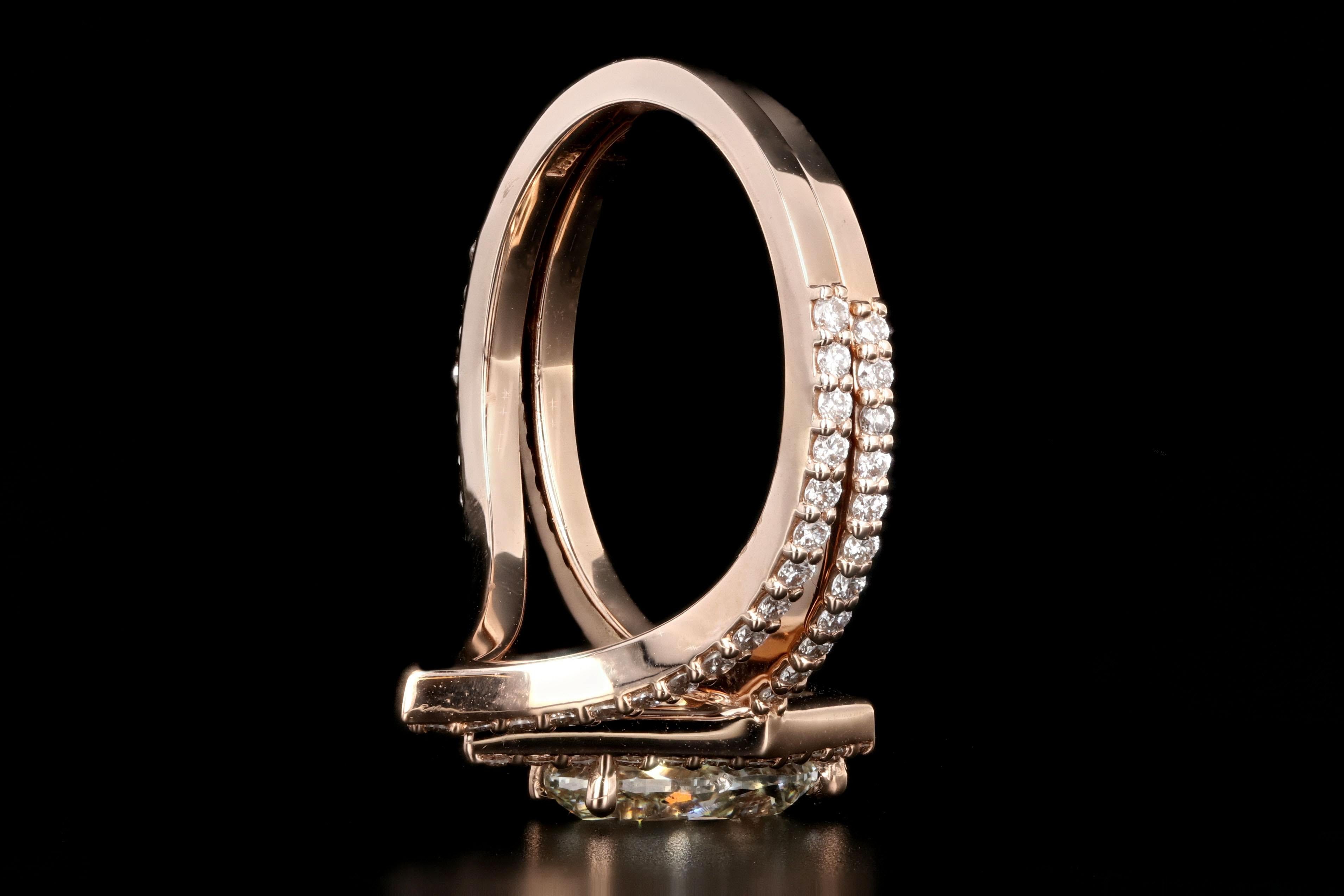 Women's 14 Karat Gold Pear Diamond Halo Engagement Ring with Matching Jacket Band Set