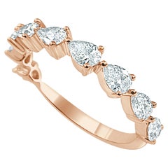 14K Rose Gold Pear Shape 0.75ct Diamond Band for Her